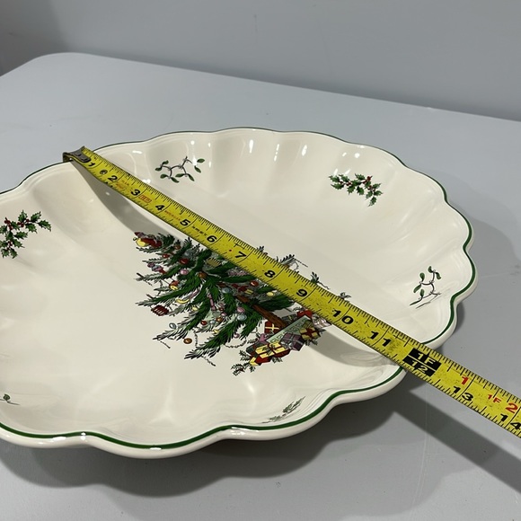 Spode Christmas Tree 15" Oval Fluted Serving Dish platter made in England - Picture 11 of 14